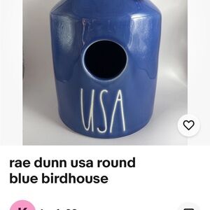 Rae Dunn Patriotic Magenta Artisan Bird House USA Blue White   NWT